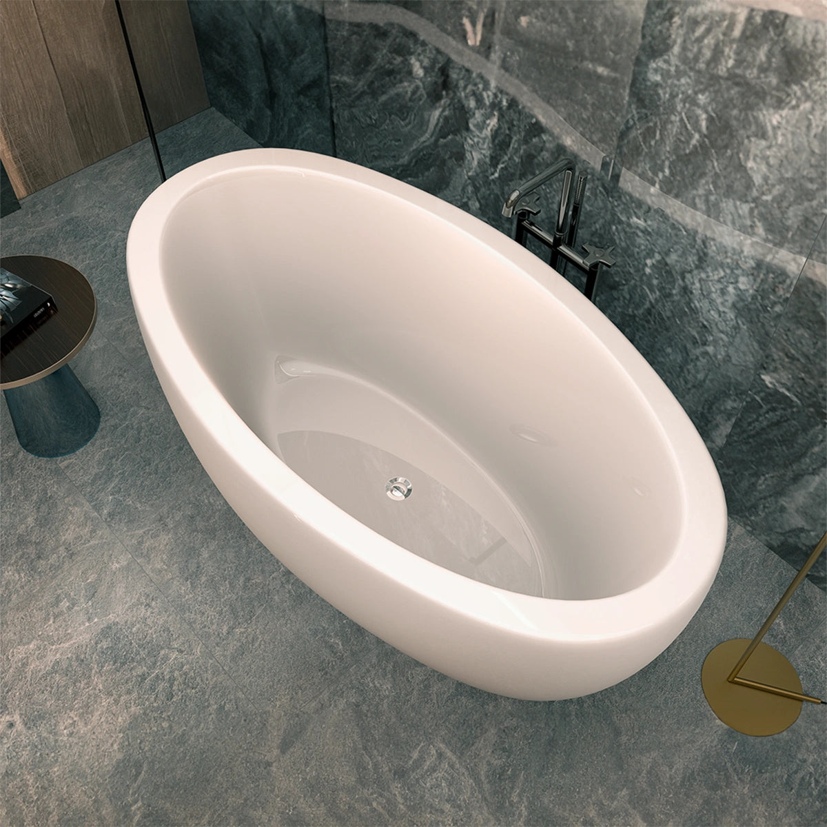 Modelo 100-06 en baño tipo spa con decoración elegante y piso gris