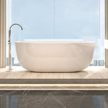 Modelo 100-07 instalado en baño moderno con ventanal y acabados en madera clara
