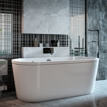 Render de la tina 90-01 instalada en baño contemporáneo con iluminación cálida