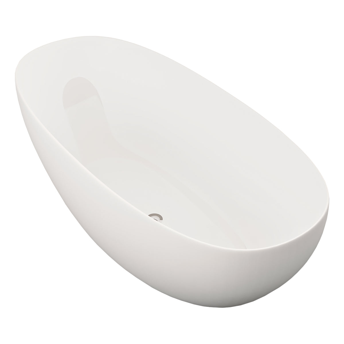 Tina freestanding 90-03 blanca con forma ovalada, vista en ángulo derecho