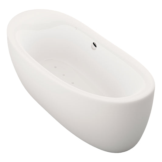 Vista en ángulo izquierdo de la tina B-01, ideal para baños modernos y espacios compactos, para una persona