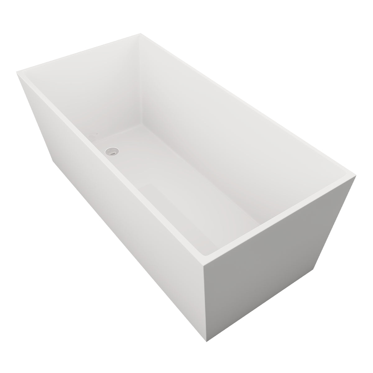 Tina freestanding C-120 blanca rectangular con vista en ángulo derecho