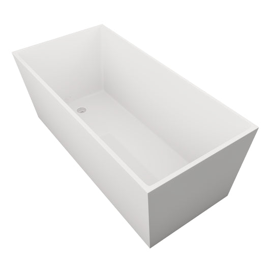 Tina freestanding C-120 blanca rectangular con vista en ángulo derecho
