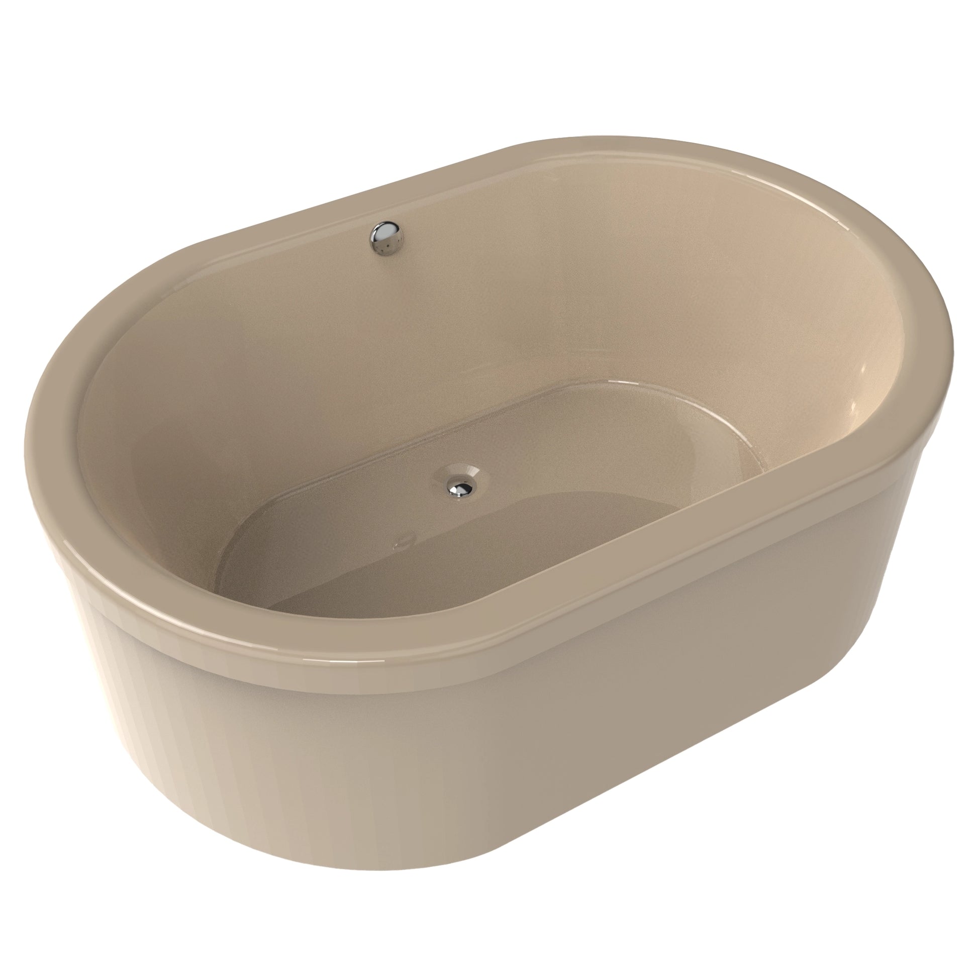 Tina freestanding color beige sin jets, ideal para baños interiores modernos, modelo F-015.