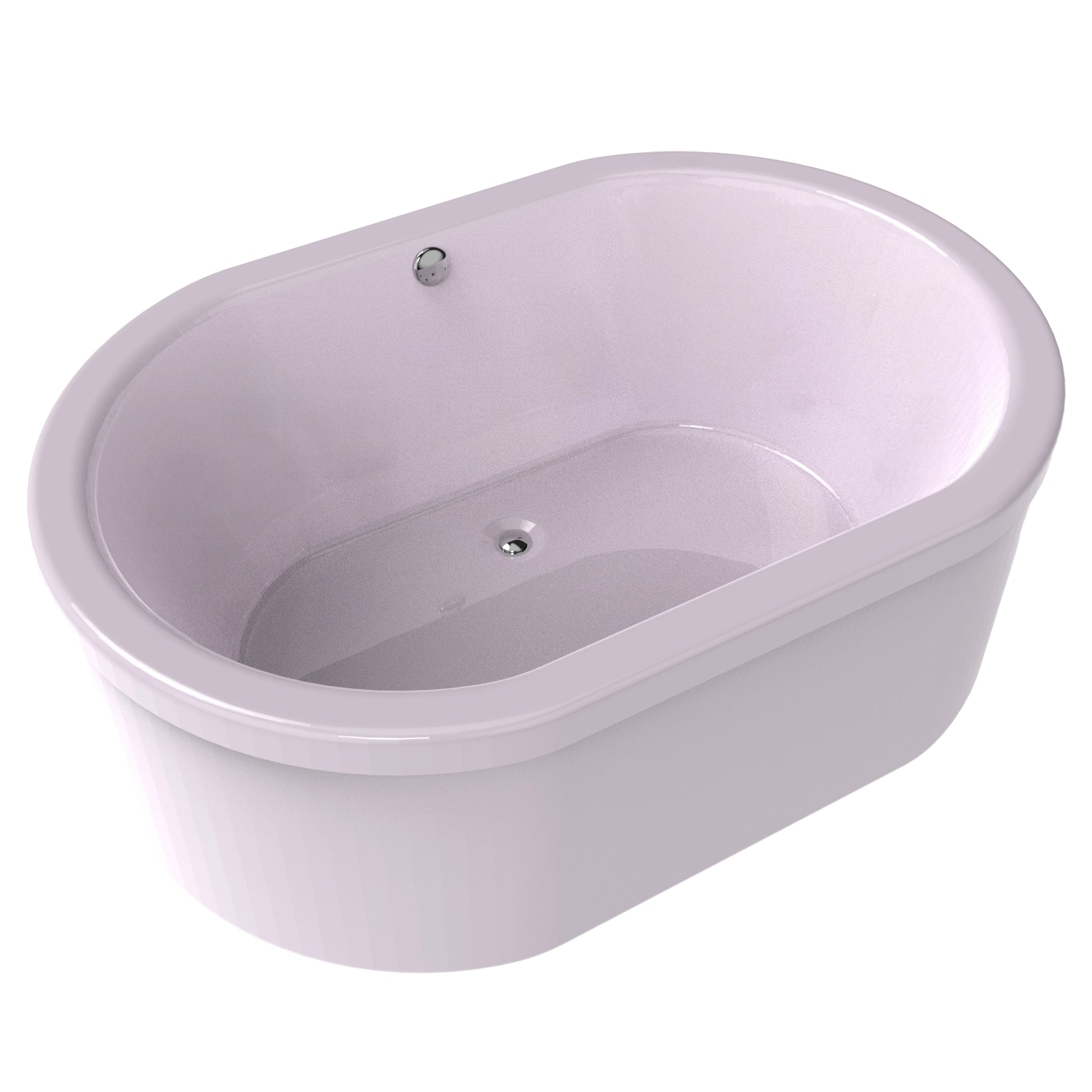 Tina freestanding color rosa claro sin jets, ideal para baños interiores modernos, modelo F-015.