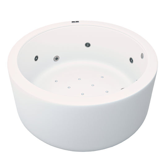 Jacuzzi redondo modelo Nova 9000 con hidromasaje, vista en ángulo derecho