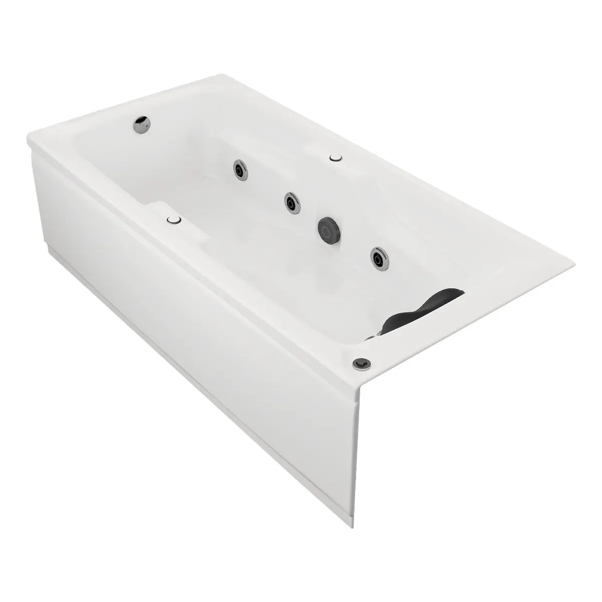 Vista en perspectiva derecha de la tina Antaño 6 Aquaspa™ con faldón, ideal para baños interiores modernos.