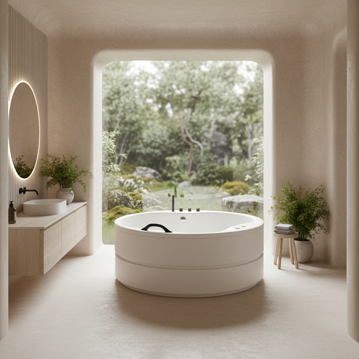 Elegancia compacta para un baño individual | tina de baño Freestanding modelo 100-010