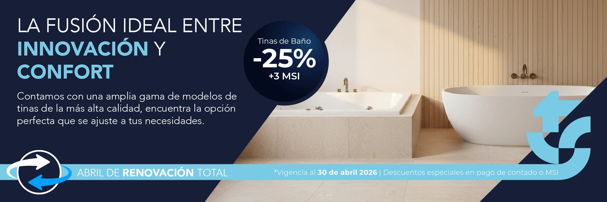 tinas para baño empotrada y freestanding con descuento este abril 2026