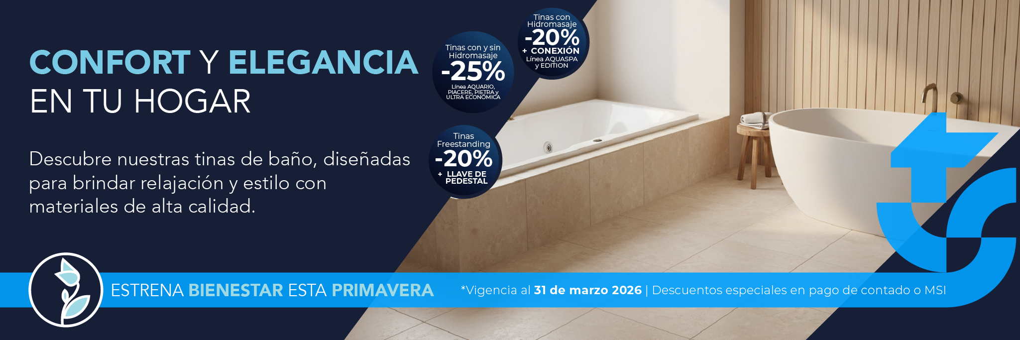 tinas para baño empotrada y freestanding con descuento este marzo 2026