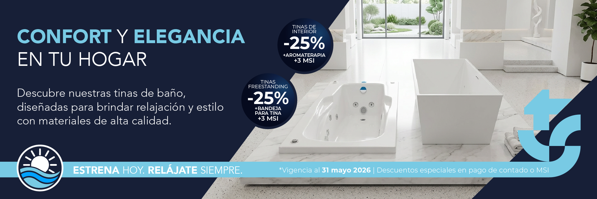 tinas para baño empotrada y freestanding con descuento este mayo 2026
